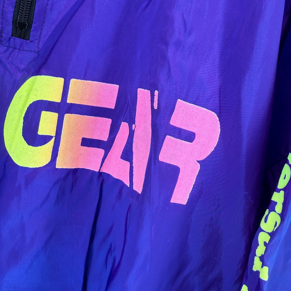 Vintage Venini Surf Gear Windbreaker Jacket Purple Neon One‎ Size 1/4 Zip 90s - Picture 4 of 8